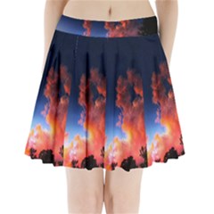 Deep Blue Sunset Pleated Mini Skirt by okhismakingart