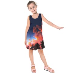 Deep Blue Sunset Kids  Sleeveless Dress by okhismakingart