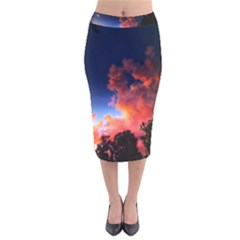 Deep Blue Sunset Velvet Midi Pencil Skirt by okhismakingart