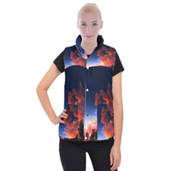 Deep Blue Sunset Women s Button Up Vest by okhismakingart