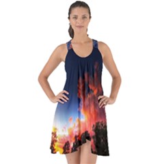 Deep Blue Sunset Show Some Back Chiffon Dress by okhismakingart