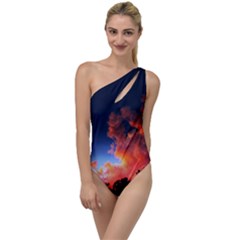 Deep Blue Sunset To One Side Swimsuit by okhismakingart