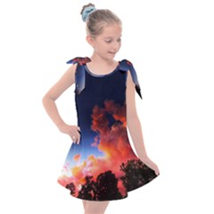 Deep Blue Sunset Kids  Tie Up Tunic Dress by okhismakingart