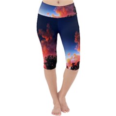 Deep Blue Sunset Lightweight Velour Cropped Yoga Leggings