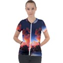 Deep Blue Sunset Short Sleeve Zip Up Jacket View1