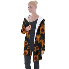 Yellow Flowers Longline Hooded Cardigan