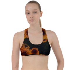 Yellow Flowers Criss Cross Racerback Sports Bra by okhismakingart