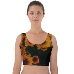 Yellow Flowers Velvet Crop Top