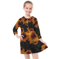 Yellow Flowers Kids  Quarter Sleeve Shirt Dress