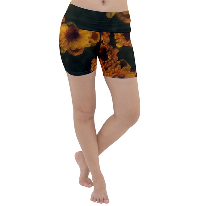 Yellow Flowers Lightweight Velour Yoga Shorts