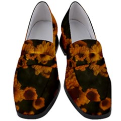 Yellow Flowers Women s Chunky Heel Loafers