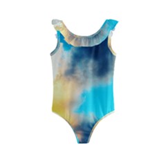 Pale Clouds Kids  Frill Swimsuit by okhismakingart