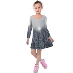 Foggy Forest Kids  Long Sleeve Velvet Dress