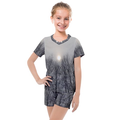 Foggy Forest Kids  Mesh Tee And Shorts Set by okhismakingart