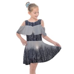 Foggy Forest Kids  Shoulder Cutout Chiffon Dress by okhismakingart