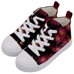 Purple Flowers With Yellow Centers Kids  Mid-top Canvas Sneakers by okhismakingart