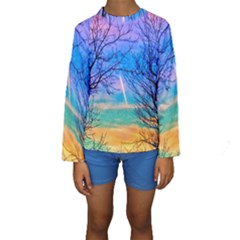 Pastel Plane Take-off Kids  Long Sleeve Swimwear by okhismakingart