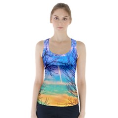 Pastel Plane Take-off Racer Back Sports Top by okhismakingart