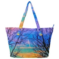 Pastel Plane Take-off Full Print Shoulder Bag by okhismakingart