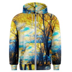 Yellow And Blue Forest Men s Zipper Hoodie by okhismakingart