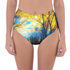 Yellow And Blue Forest Reversible High-waist Bikini Bottoms by okhismakingart