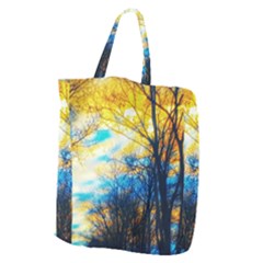 Yellow And Blue Forest Giant Grocery Tote by okhismakingart