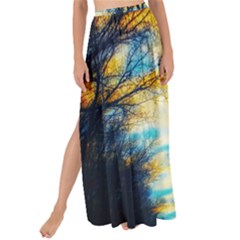 Yellow And Blue Forest Maxi Chiffon Tie-up Sarong by okhismakingart