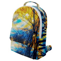 Yellow And Blue Forest Flap Pocket Backpack (small) by okhismakingart