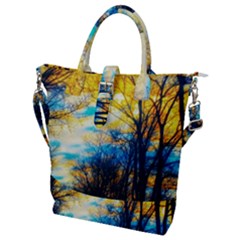 Yellow And Blue Forest Buckle Top Tote Bag