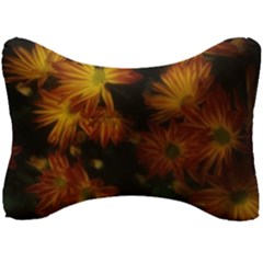 Red Striped Flowers Seat Head Rest Cushion by okhismakingart