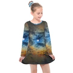 Rainbow Sun Kids  Long Sleeve Dress by okhismakingart