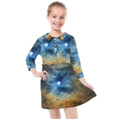 Rainbow Sun Kids  Quarter Sleeve Shirt Dress by okhismakingart