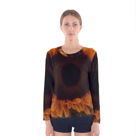 Single Sunflower Women s Long Sleeve Tee by okhismakingart