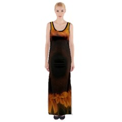 Single Sunflower Maxi Thigh Split Dress by okhismakingart