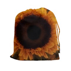 Single Sunflower Drawstring Pouch (xxl) by okhismakingart