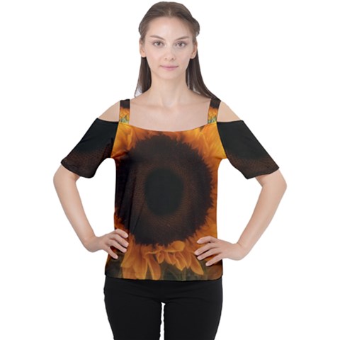 Single Sunflower Cutout Shoulder Tee by okhismakingart