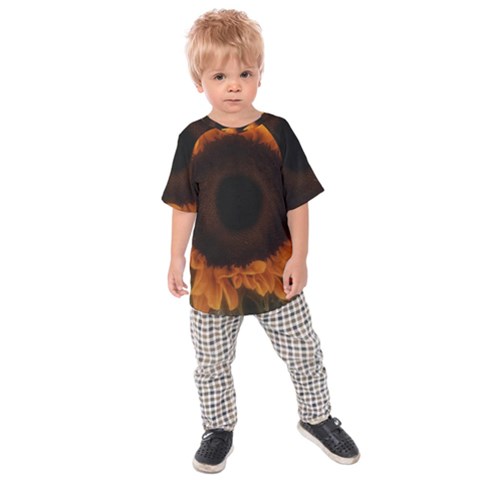 Single Sunflower Kids  Raglan Tee by okhismakingart