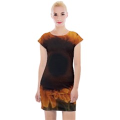 Single Sunflower Cap Sleeve Bodycon Dress by okhismakingart