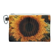 Single Sunflower Canvas Cosmetic Bag (large) by okhismakingart