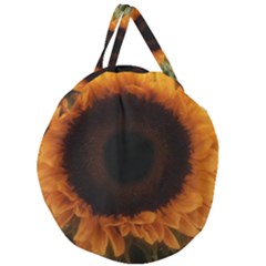 Single Sunflower Giant Round Zipper Tote by okhismakingart