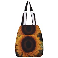 Single Sunflower Center Zip Backpack by okhismakingart