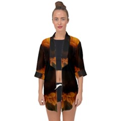 Single Sunflower Open Front Chiffon Kimono by okhismakingart