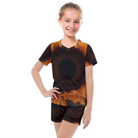 Single Sunflower Kids  Mesh Tee And Shorts Set by okhismakingart