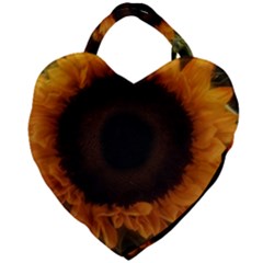 Single Sunflower Giant Heart Shaped Tote by okhismakingart