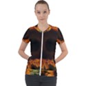 Single Sunflower Short Sleeve Zip Up Jacket View1