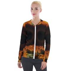 Single Sunflower Velour Zip Up Jacket