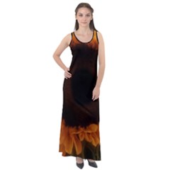 Single Sunflower Sleeveless Velour Maxi Dress