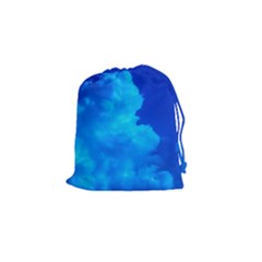 Deep Blue Clouds Drawstring Pouch (small) by okhismakingart