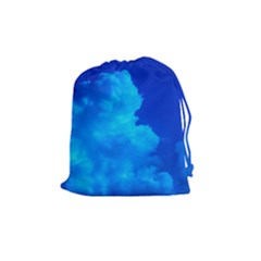 Deep Blue Clouds Drawstring Pouch (medium) by okhismakingart