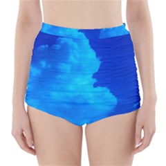 Deep Blue Clouds High-waisted Bikini Bottoms by okhismakingart